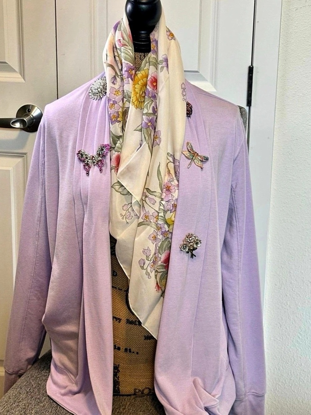 Lavender Floral Embellished Cardigan